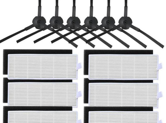 12 Piece Replacement Set (6 x Filters + 6 x Side Brushes) - ILIFE ROBOTIC VACUUM CLEANER