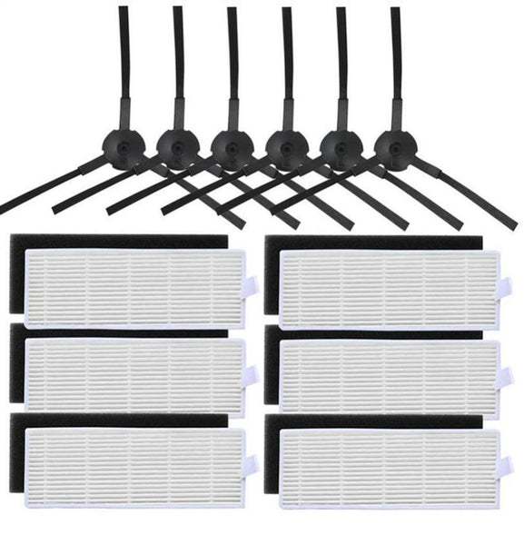 12 Piece Replacement Set (6 x Filters + 6 x Side Brushes) - ILIFE ROBOTIC VACUUM CLEANER