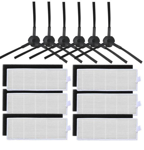 12 Piece Replacement Set (6 x Filters + 6 x Side Brushes) - ILIFE ROBOTIC VACUUM CLEANER